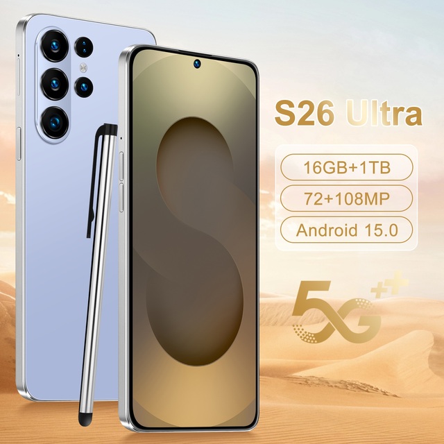 S26 Ultra+ Unlocked 5G LTE Smartphone Android 15 Deca Core 16GB RAM 108MP Camera Gaming Dual SIM 4K LED 120Hz Display