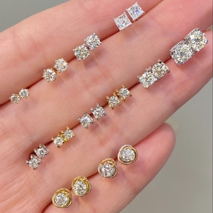 Pendientes de diamantes cultivados en laboratorio, corte múltiple, claridad VVS1/VS1, chapados en oro de 10/14/18k, certificado IGI, color DE - Product Image 1