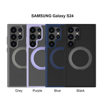 Casing cincin magnetik Putar 360 baru untuk Samsung Galaxy S24 dengan dudukan magnet tidak terlihat untuk Samsung S24 Ultra S23 Matte