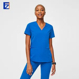 Conjuntos de uniformes de enfermeira casual de manga curta para mulheres, serviço OEM de alta qualidade e moda sexy, blusa médica casual para enfermeiras