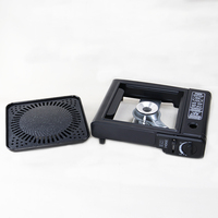 Réchaud de camping portable au gaz butane, barbecue carré, poêle antiadhésive, ensemble de cuisson en métal, étui de transport coupe-vent, cuisine extérieure, pique-nique