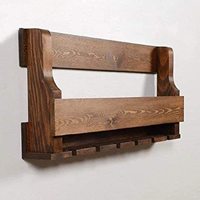 Support mural en bois artisanal pour bouteilles et verres, organisateur de rangement pour vin, idéal pour bars à domicile, cuisines, salles à manger, décoration et rangement
