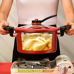 Nuova Pentola a Pressione <span class=keywords><strong>in</strong></span> <span class=keywords><strong>Ghisa</strong></span> con Coperchio <span class=keywords><strong>in</strong></span> Vetro, Fondo <span class=keywords><strong>in</strong></span> Acciaio Inox, Anello di Tenuta Antiaderente, Manico <span class=keywords><strong>in</strong></span> Metallo, Pentole per Zuppe e Brodi - Product Image 5