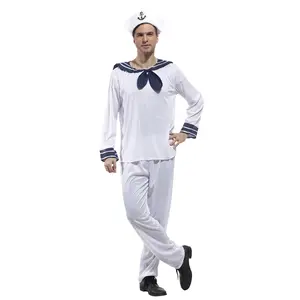 Men Sailor Costume Uniform Outfit Book Week Day Captain Fancy Dress