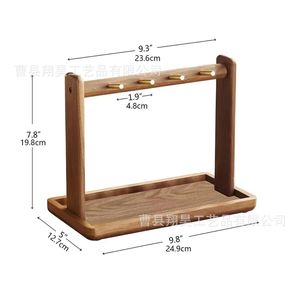 Wooden Key Rack Tray Solid Wood Desktop Organizer For Home Entryway Storage With <b>Hooks</b> And Base <b>Shelf</b> - Product Image 4