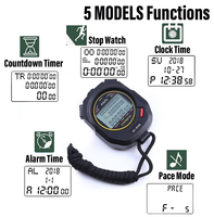 Stopwatch Digital Timer Saklar On/Off Timer Tembak Genggam Tali Penggantung Tahan Air Bahan PP Hitam Putih 10-120 Putaran Tombol Memori