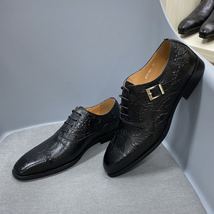 Chaussures habillées classiques en cuir véritable XuanWu 2026 pour hommes, motif graffiti, à enfiler, tendance automne, gaufrage élégant - Product Image 4