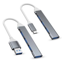 Hub USB 3.0 haute vitesse 4 ports, adaptateur de hub en alliage d'aluminium USB 3.0, séparateur USB Type-C, accessoires pour ordinateur portable PC