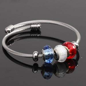 European Style Stainless Steel Bracelet With <b>Crystal</b> <b>Beads</b> For Women Gift Jewelry - Product Image 1