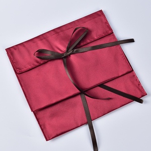 Özel Logo baskılı siyah saten zarf lüks ipek saten astar toz geçirmez zarf çanta hediye - Product Image 4