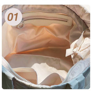 Oem Odm Quilted Nylon <b>Tote</b> Bag 15.6inch Large Capacity <b>Zipper</b> Closure Portable Fashion Lady Daily Travel Shoulder Bag - Product Image 4