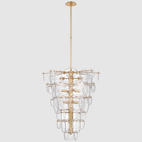 XZ Nordic Gold K9 Crystal Glass Luces de techo alto Decoración Interior Sala de estar para Hotel Luces colgantes Candelabros de latón
