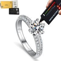 Bague de mariage classique ajustable en moissanite couleur D 1 carat pour femme, sertie de six griffes, avec certificat GRA, vente en gros