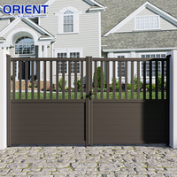 Puerta Corredera Automática de Aluminio para Entrada de Vehículos, Puerta de Seguridad y Privacidad Eléctrica Moderna con Control Remoto, Puerta Batiente Doble