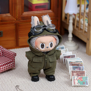 Labubu <b>Doll</b> Clothes Pilot Onesie Three Piece Flight Suit With Medals For 1/3 Scale Vinyl <b>Dolls</b> Unisex Youth Apparel - Product Image 2
