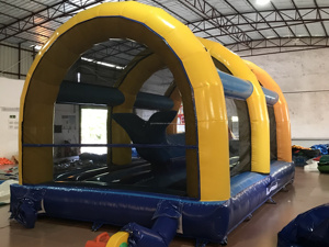 <span class=keywords><strong>7</strong></span>*4 m grande barato azul amarillo inflable Casa de rebote castillo hinchable carrera de obstáculos para niños - Product Image 6
