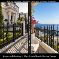 Design moderne de balustrade en métal convexe, garde-corps de balcon en fer forgé pour villa
