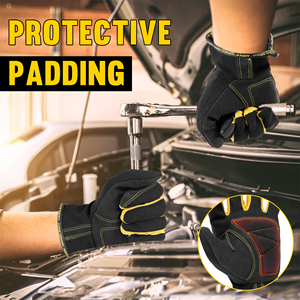 Sarung Tangan Kerja Mekanik Anti Getaran, Ringan, Bernapas, Berbusa, Dilengkapi Pelindung Layar Sentuh, Siap Kirim, Warna Kuning - Product Image 4