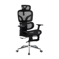Chaise de bureau ergonomique en maille intégrale noire à prix réduit avec support lombaire respirant et repose-pieds