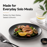 Assiette peu profonde en mélamine noire écologique de 19 cm, incassable, de qualité alimentaire, sans BPA, compatible lave-vaisselle, durable pour restaurants et hôtels