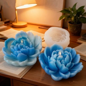 Peony Flower Shaped Silicone <b>Mold</b> For <b>Candle</b> Soap Making DIY Wedding Decoration Customizable <b>Mold</b> Transparent White - Product Image 2