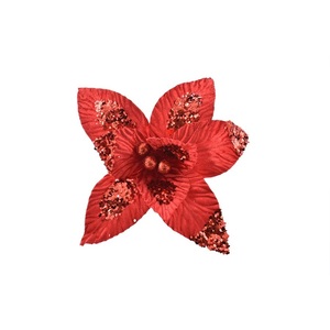 FLOR CON BRILLANTINA ROJA 35X33CM - Product Image 1