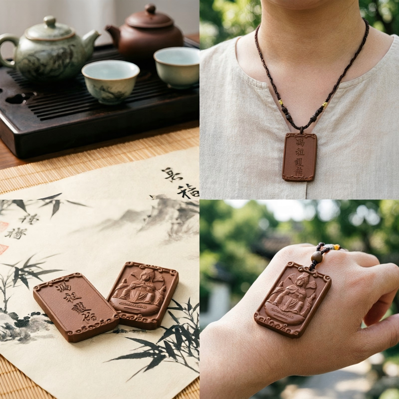 Handmade Wood Mazu Blessing Scented Amulet Pendant Traditional Chinese Sea Goddess Protection Fragrance Plaque For Safe Travel