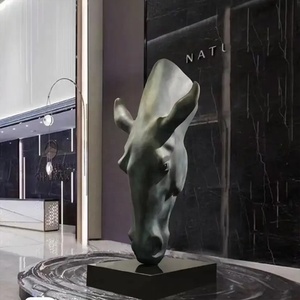 Ingrosso Personalizzato Animale Arredamento Interno Bronzy Testa di Cavallo di Metallo Scultura per Hotel Lobby Progetto in resina in Fibra di Vetro - Product Image 5