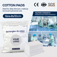 Vente en gros de tampons de coton pour le visage de la marque Jiaxin, 8x10 cm, 100% coton, doux et absorbants, 1 couche, 200 pièces, sac à cordon en vrac, modèle OEM JX0810