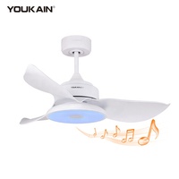 Fantaisie ventilateur de plafond lumière RGB lampe musique télécommande lustre coloré LED ventilateur de plafond et lumière avec haut-parleur de lampe bluetooth