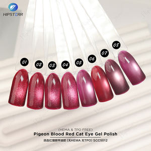 طلاء أظافر جل بتأثير عين القطة بلون أحمر دم الحمام 15 مل خالٍ من HEMA وTPO مع لمعان أحمر وتأثير مغناطيسي - Product Image 5