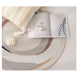 พรมลายกราฟิกทรงกลมขนาด 20x20 นิ้ว สำหรับห้องนั่งเล่น ห้องนอน ห้องทำงาน ตกแต่งบ้านสไตล์โมเดิร์น พรมปูพื้น - Product Image 4