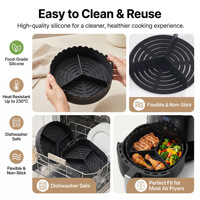 Insert de séparation pour friteuse à air en silicone de qualité alimentaire, rond/carré, résistant à la chaleur, antiadhésif, réutilisable pour la cuisine