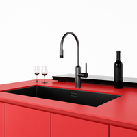 Keran Dapur Keramik Modern dengan Semprotan Tarik, Bahan Kuningan, Pemasangan di Dek, Mixer Air Panas Dingin, Keran Wastafel Dapur