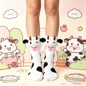 Spot Stock Funny Cow Couple's Magnetic Handle Socks Cute Cartoon Animal Tube Socks - Product Image 2