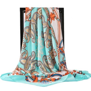 High Quality Retro <strong>Paisley</strong> Totem 90x90 cm <strong>Scarves</strong> Imitated Silk Satin <strong>Scarf</strong> - Product Image 1