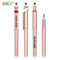 Stylo Gel Publicitaire Personnalisé en Plastique avec Support Téléphone Multifonctionnel et Fonction Écran Tactile, Encre Noire 0,5 mm, Modèle Marque BKS