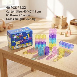 Blocs de puzzle éducatifs transparents et compressibles Jelly Sensory pour enfants, 40 pièces, jouets créatifs pour soulager le stress - Product Image 4