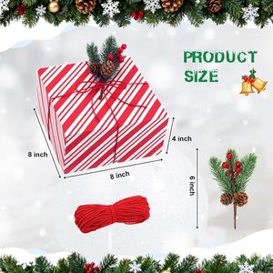 Boîte cadeau de Noël écologique robuste à rayures rouges et blanches, personnalisable <span class=keywords><strong>avec</strong></span> logo, vente en gros, ensemble de pommes de pin décoratives - Product Image 2