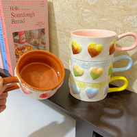 Mug en céramique créatif et simple, peint à la main avec dégradé, tasse à café gaufrée faite à la main style INS pour couple, idéale pour le petit-déjeuner, le lait et les flocons d'avoine
