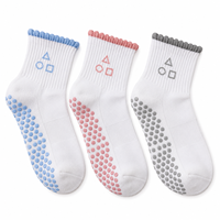 Chaussettes antidérapantes à bord festonné, jacquard géométrique personnalisé, à pois multicolores
