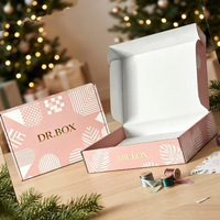 Boîte d'expédition pliable en carton ondulé biodégradable et recyclable, personnalisée, rose, avec motif floral en feuille d'or, pour cosmétiques et vêtements