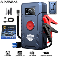 SHARMEAL Démarreur portable 12V 2000A 6400mAh avec batterie externe et pompe à air pour démarrage de voiture