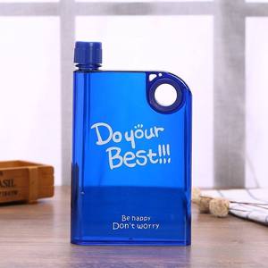 Frosted Cup Custom Printed Logo Notebook Shaped <b>Water</b> <b>Bottle</b> <b>Flat</b> Portable Transparent Plastic Cup Office Home & travel use - Product Image 1