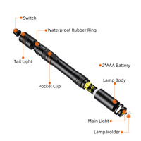 Lampe torche LED compacte portable L28, étanche IP44, rechargeable, zoomable, en alliage d'aluminium, EDC, poche, noir, 6000K, lumière du jour