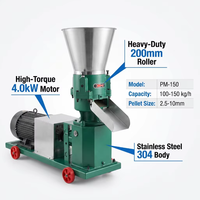 Mesin Pelet Pakan Ternak Skala Kecil Listrik Efisiensi Tinggi Flat Die Feed Pellet Mill untuk Ayam Unggas Sapi Babi