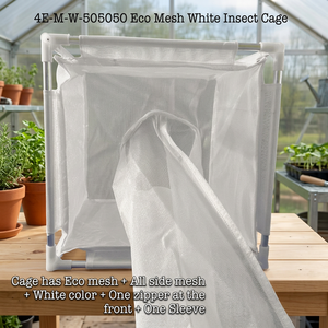 Jaula de Cría de Insectos Ecológica 4E-M-W-505050 Blanca, Terrario Plegable de Malla Sólida, Bandeja de Plástico Simple, Reptiles, Poliéster - Product Image 2