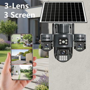 Eseecloud 6MP 3画面ソーラーパネル式ワイヤレス防犯カメラ 3レンズ 4G屋外セキュリティソーラー<span class=keywords><strong>CCTV</strong></span>カメラ - Product Image 2