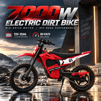 Moto électrique tout-terrain homologuée CE 72V 25Ah, 7000W de puissance de pointe, moteur central, étanche IPX6, 80KM/H, pour adultes, idéale pour la conduite sur sentier, E-Dirt Bike