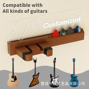 Soporte de pared para guitarra musical, estante de almacenamiento de madera con ganchos para violín y soporte para púas, para montaje en pared - Product Image 2